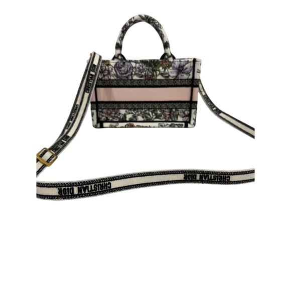 MINI DIOR BOOK TOTE WHITE MULTICOLOR D-FLORAL EMBROIDERY - Picture 3 of 6
